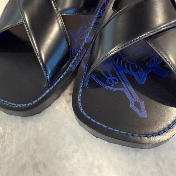 Burberry Black Leather EKD Strip Shield Slide Sandal, all sizes - Picture 8 of 15